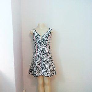 Black/White Floral Banana Republic Textured Dress
